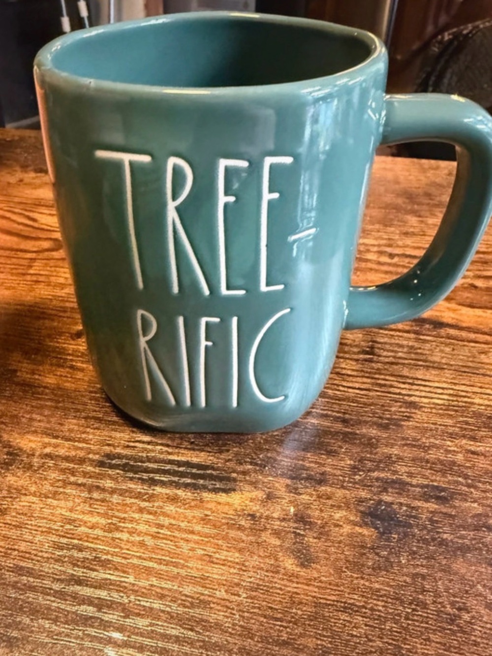 Rae Dunn green 'TREE RIFIC' Ceramic Mug